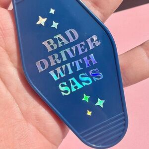 Bad Driver with Sass Motel Keychain Reflective Light In Navy